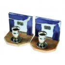 8 cm Stone and Purple Glass Candlesticks
