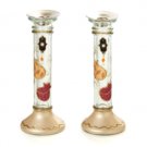 Glass Shabbat Candlesticks with Pomegranates and Hamsa