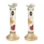 Glass Shabbat Candlesticks with Pomegranates and Hamsa