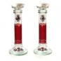 Glass Shabbat Candlesticks with Purple Beads