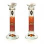 Glass Shabbat Candlesticks with Handheld Fan and Hamsa