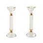 20 Centimeter Crystal Candlesticks with Gold Trim and Cone Base
