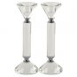 Round Pyramid Silver Set Crystal Candlesticks