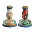 Yair Emanuel Small Sized Wood Shabbat Candlesticks with Figures