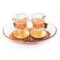 Glass Shabbat Candlesticks with Fall Leaves and Plaques
