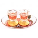 Glass Shabbat Candlesticks with Mosaics and Bronze Plaques