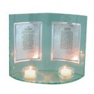 Glass Candle Display of Hebrew Jewish Home Blessings