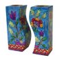 Yair Emanuel Fitted Shabbat Candlesticks with Red Flowers