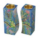 Yair Emanuel Fitted Shabbat Candlesticks with Vines and Flowers