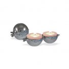 Nickel Candlestick Set with Pomegranate and Blue Stones