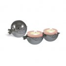 Nickel Candlestick Set With Pomegranates and White Stones