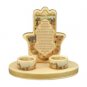 19 Centimeter Hamsa Candlestick set with Candle Lighting Text