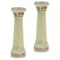 Ceramic Roman Column Candlestick Set with Jerusalem Scene