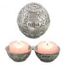 5 cm Nickel Travel Round Candlesticks with Jerusalem Design