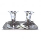 Chandelier Candlesticks with Grape Clusters and Tray in Nickel