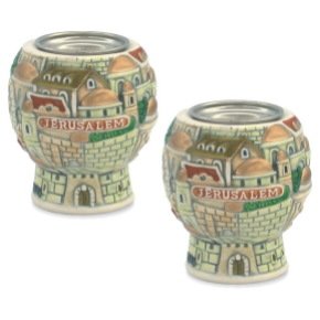 8 Centimeter Ceramic Jerusalem Candlesticks
