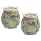 Ceramic Pomegranate Candlestick Set with Jerusalem and Scenery