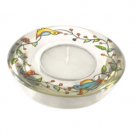 Yair Emanuel Glass Candle Holder with Bird and Flower Design