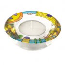 Yair Emanuel Glass Candle Holder with Jerusalem Wall Design