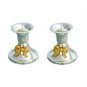 Papillon Candlesticks with Bow and Pearls in Nickel