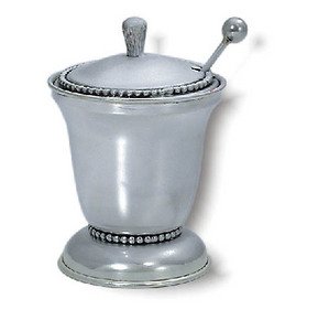 Sterling Silver Cone Shaped Honey Dish with a Pearled Edge Design