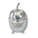 Sterling Silver Apple Shaped Honey Dish with Ball Legs and Hebrew Writing