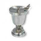Sterling Silver Honey Dish with Bees and Stem of Leaves