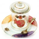 Glass Rosh Hashanah Honey Pot with Pomegranate