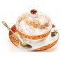 Glass Rosh Hashanah Honey Dish with Lid and Autumn Colors
