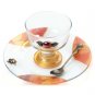 Glass Rosh Hashanah Honey Dish on Stand with Leaf Motif