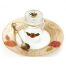 Glass Rosh Hashanah Honey Dish Jar and Apples