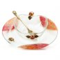 Glass Rosh Hashanah Honey Dish with Red Floral Pattern