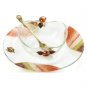 Glass Rosh Hashanah Honey Dish with Multicolored Stripes
