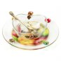 Glass Rosh Hashanah Honey Dish with Fruit Plate