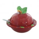 15x10 Centimeter Honey Dish with Green Leaves