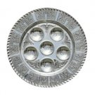 Silver Seder Plate with Floral Pattern and Stripes