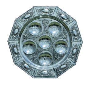 Silver Seder Plate with Octagonal Shape and Ovals