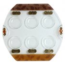 Glass Seder Plate with Autumn Colors and Leaves