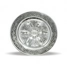 Carved seder plate in silver metal with etchings