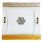 Glass Matzah Plate with Waves