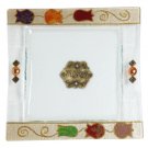 Glass Matzah Plate with Pomegranates and Beads