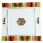 Glass Matzah Plate with Multicolored Stripes