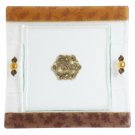 Glass Matzah Plate with Brown Autumn Leaves