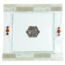 Glass Matzah Plate with Gray Patterns