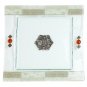 Glass Matzah Plate with Gray Patterns