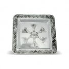 Square matzah plate in silver and engraved designs