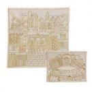 Yair Emanuel Set Of Matzah Covers With Golden Jerusalem Background