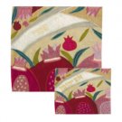 Yair Emanuel Silk Matzah Cover Set with Pomegranates in Pink Hues