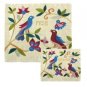 Yair Emanuel Silk Matzah Cover Set with Birds on White Background