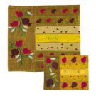Yair Emanuel Silk Matzah Cover Set with Pomegranates on Gold Background